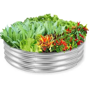 3 ft Galvanized Steel Raised Garden Bed, Large Outdoor Metal Planter Box Big Flower Plant pots for Patio Backyard Porch Deck Planting Flowers Vegetables and Herbs (Silver, 3 ft)