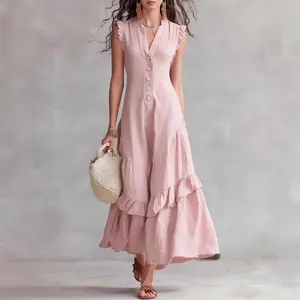 2026 New Elegant and Simple Cotton-Linen Sleeveless Dress