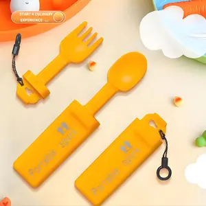 Food Grade PP Fork and Spoon for Kids and Adults, Portable Folding Cutlery Set for Home or Outdoor Picnics, Multiple Colors Available