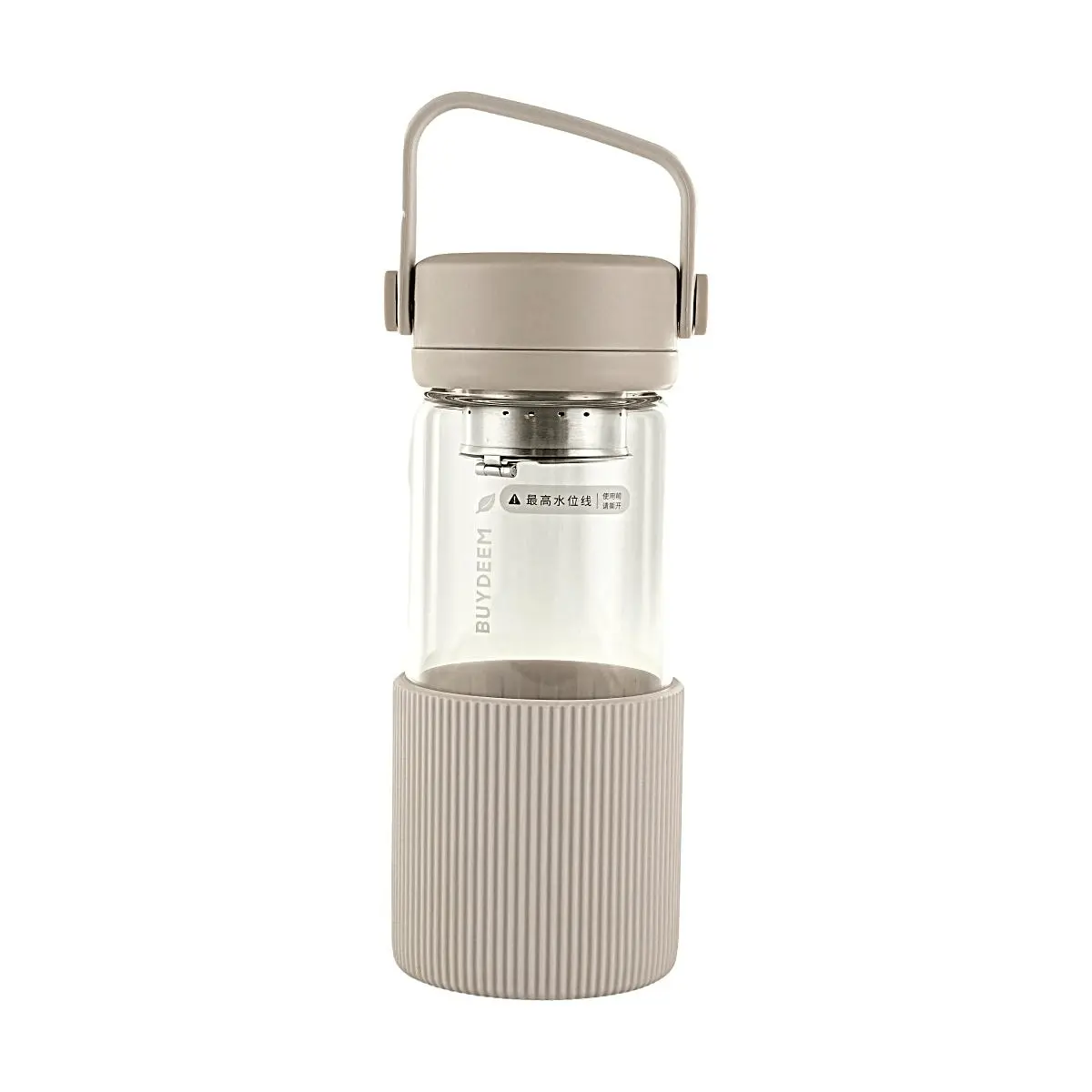 BUYDEEM DG45/A5 470ml Portable Tea Tumbler with Silicone Sleeve - Oat White, New Version