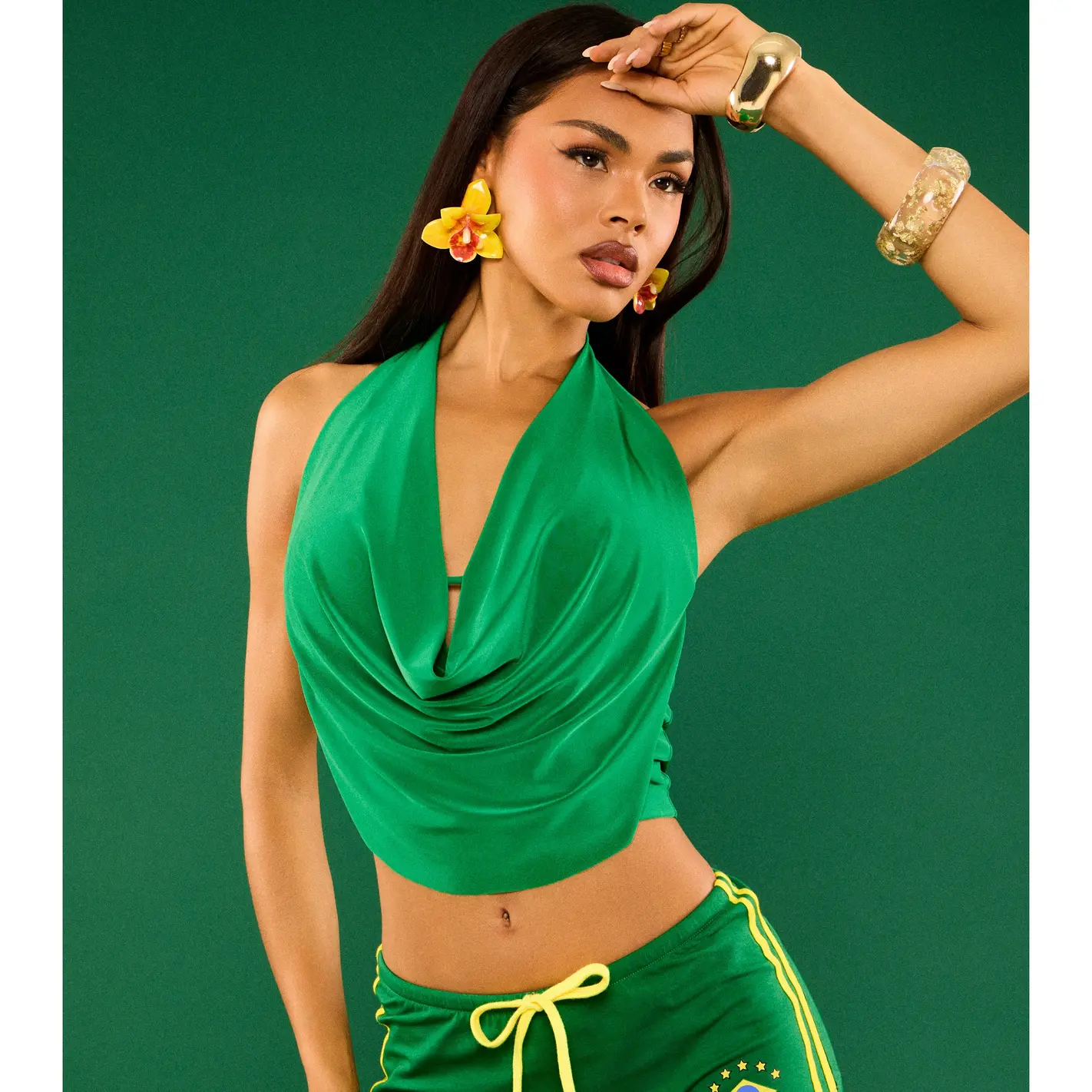 Take The Plunge Sleeveless Halter Crop Top