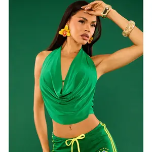 Take The Plunge Sleeveless Halter Crop Top