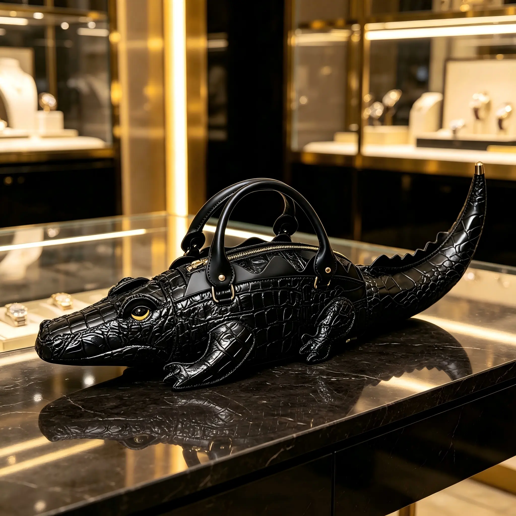 Women's Crocodile-Shaped Textured Leather Crossbody Bag - Designer Sculptural Novelty Style with Zipper, Bold Statement Streetwear Accessory with Playful Twist