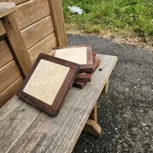 wood and tile coasters 4-pack