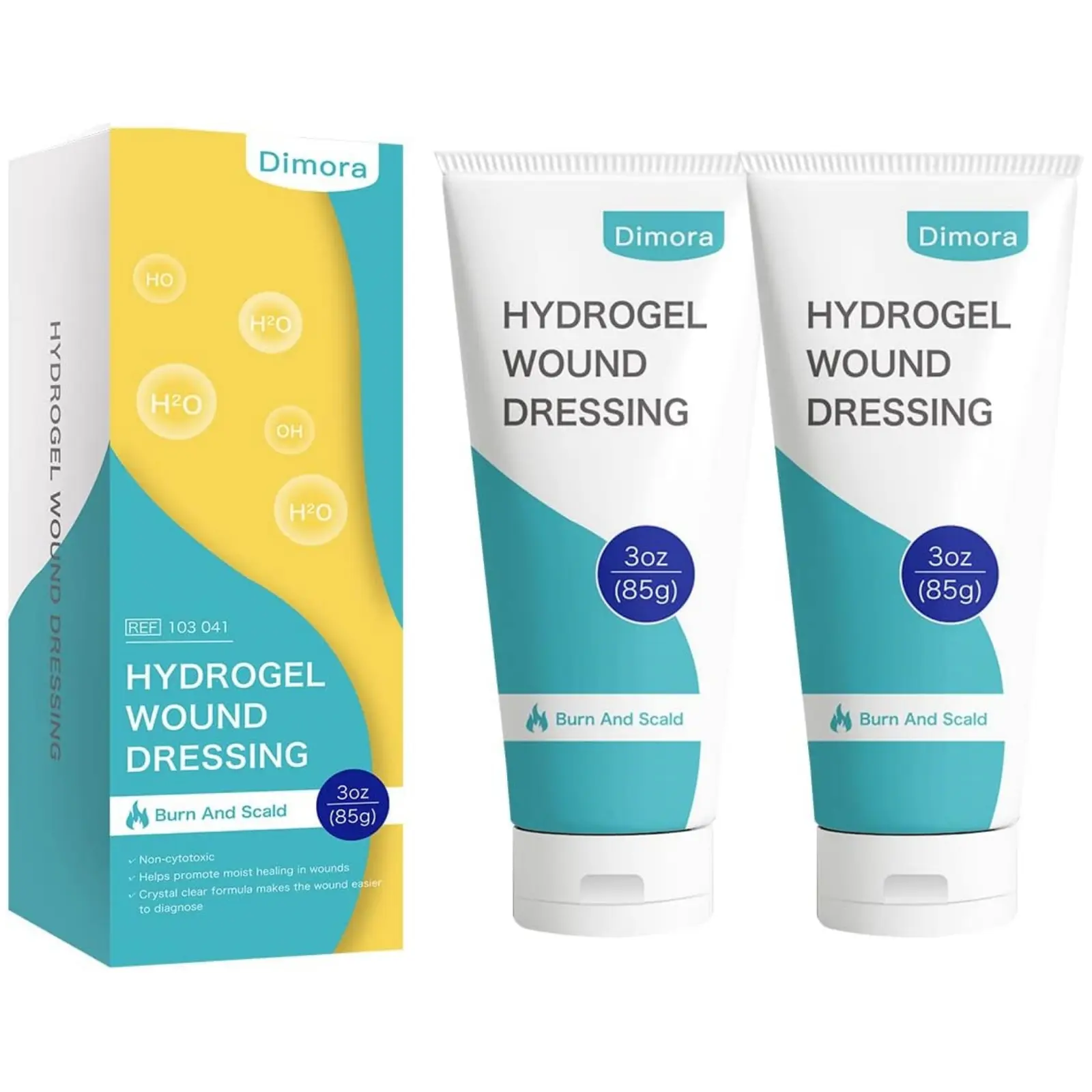 Dimora 2 Packs 6oz Hydrogel First Aid Ointment, Burn Injury Soothing Gel, Skin Repair Cream for Emergency Burn, Postoperative Incisions, Bruises, Debridement Wound Care