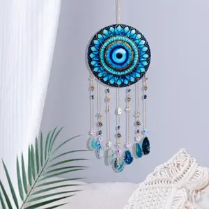 2D Acrylic Wall Hanging Decoration, Evil Eye Design Mandala Floral Pattern Sun Catcher, Home Room Window Garden Door Decor, Perfect Christmas Gift