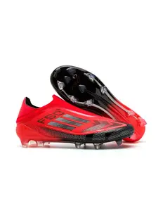 F50 Men Women Low Top Football Shoes, Ag Long Studs Professional Natural Grass, Durable Anti-Slip Grip, Suitable for Adults and Teens