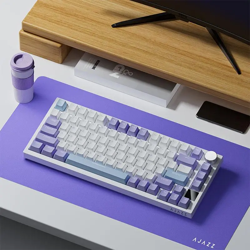 Ajazz AK820 Pro 75% Mechanical Keyboard, 1 Count Gasket-Mounted Gaming Keyboard with TFT Smart Display & Knob, BT 5.1/2.4G Wireless/Type-C Wired Custo