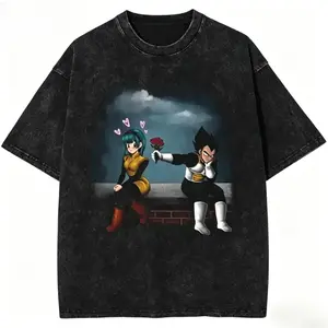 Vintage  Bulma Couple Graphic Tee, DBZ Anime Shirt, Vintage Anime Couple Tee,  Manga Streetwear shirt, Gift for Anime Lovers Menswear Top