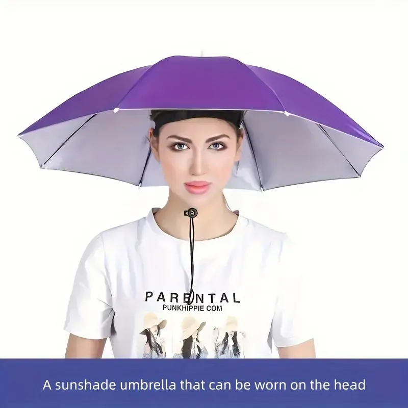 Foldable Hat Umbrella, Lightweight Hands-Free Sun Shade with Elastic Headband, Anti-Ultraviolet for Outdoor Fishing & Gardening, Solar Protection Hats, Uv Blocker Hats