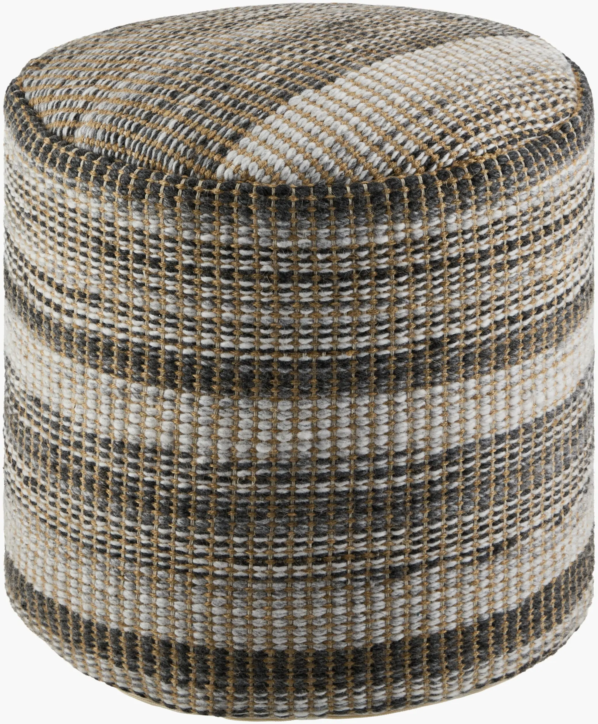 Traditional Orange Pouf Ottoman with Cotton Details, Ideal for Casual Extra Seating or Footrest, Pouf Ottoman Foot Rest