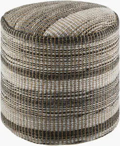 Orange Traditional Pouf with cotton details for casual extra seating or footrest