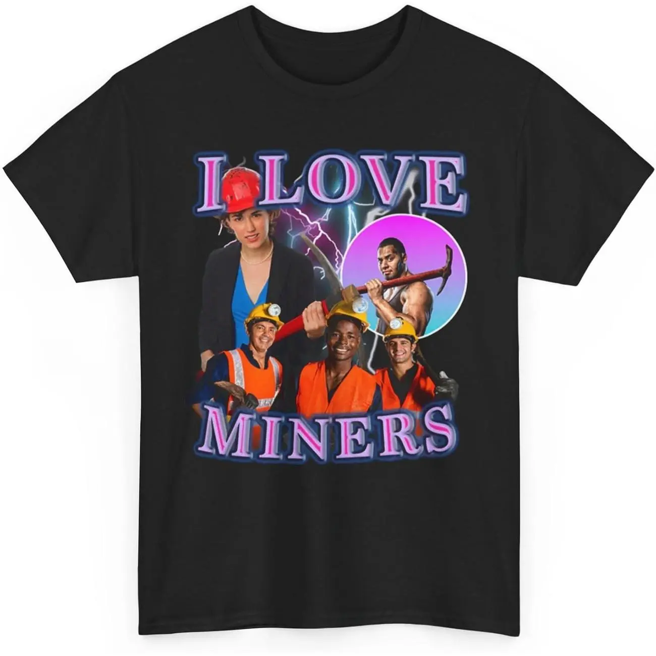I Love Miners T-Shirt, Funny Mining Graphic Tee, Gag Gift for Miner Fans, Retro Meme Shirt, Unisex Humor Top for Enthusiasts