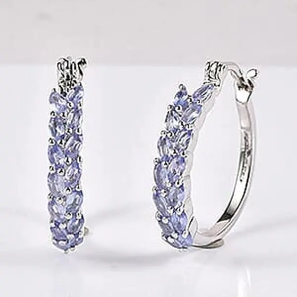 EverTrue Tanzanite Hoop Earrings in Platinum Bond 2.50 ctw