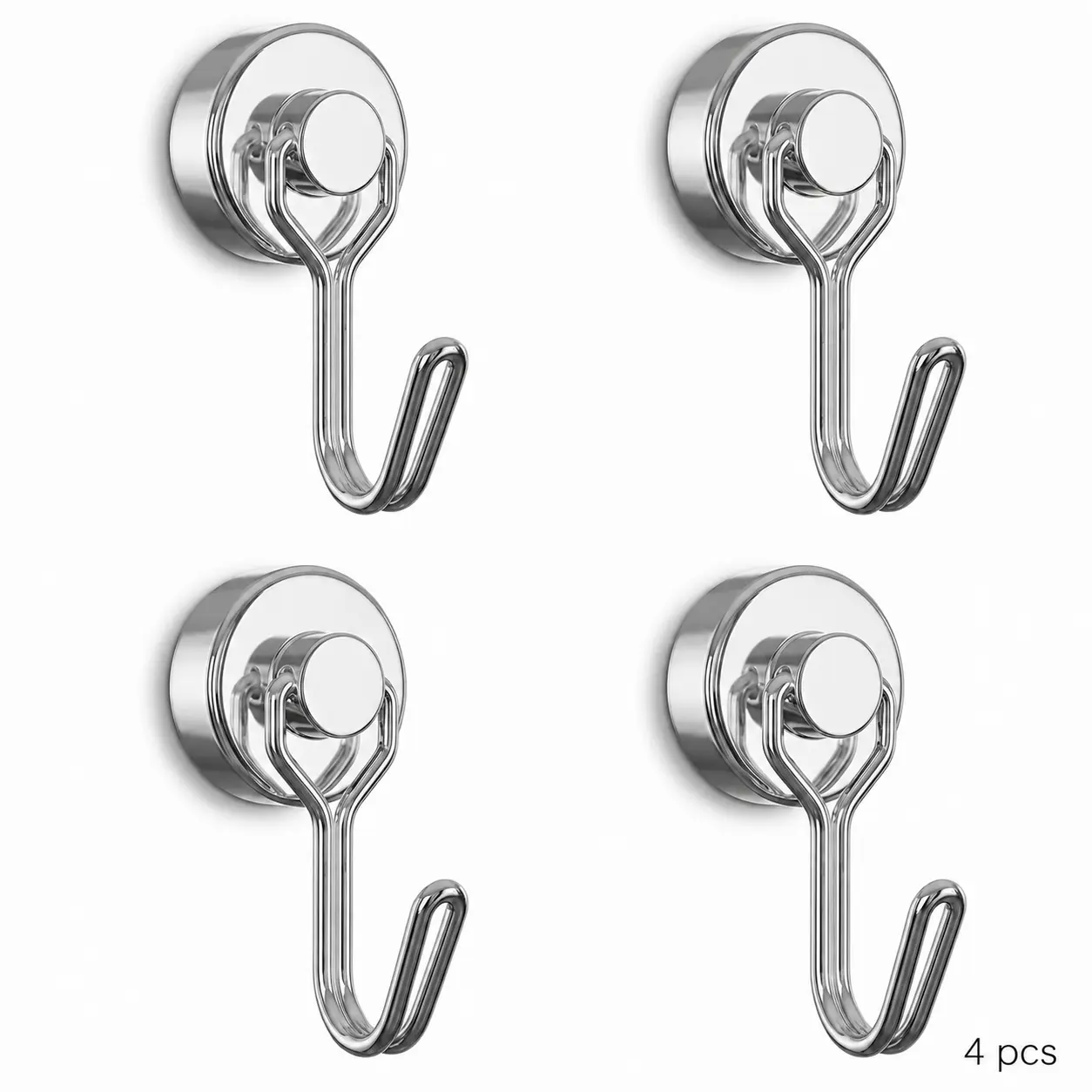 4 PCS Heavy Duty Magnetic Fridge Hooks - Nail-Free, No-Adhesive, Removable Home Organizer Storage Holders for Renter-Friendly, No-Drill Kitchen Towel & Metal Bathroom Cabinet Solutions
