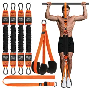 Pull Up Assist Bands Set, Heavy Duty 300lbs Resistance Bands with Adjustable Support, Fabric Foot/Knee Straps for Strength Training, Home Gym Workout