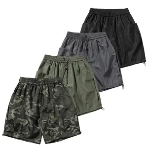 Trendy streetwear American men’s summer camouflage athletic shorts—retro loose wide-leg casual shorts that are lightweight, comfortable, minimalist, and cool; versatile shorts #SummerVibes