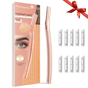 Women's Facial Eyebrow Trimmer with 10 Replaceable Blades - Professional Women's Facial Shaver Valentine's Day Gift for Her/Valentine's Day/Birthday Gift - Women's Facial Hair and Eyebrow Trimmer