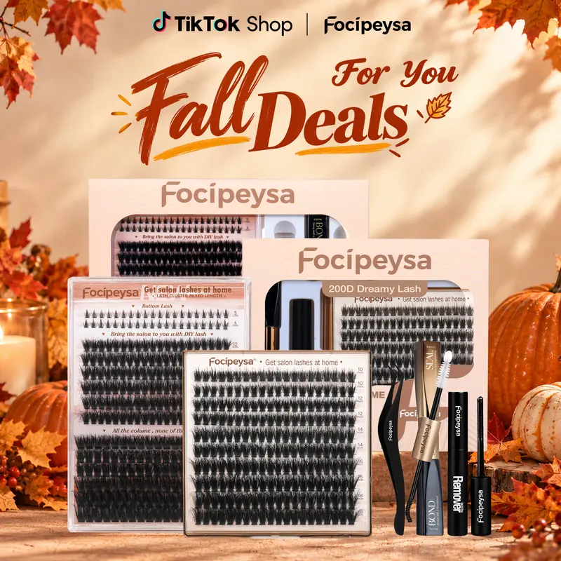 Focipeysa Dreamy Lash Clusters Kit | 200D Cosmetic Eyelash Extensions | Humidity-Resistant Reusable D-Curl Lengthening Volumizing Lashes | Beginner-Friendly DIY Option for Adults’ At-Home Salon-Level Makeup#TikTokShopFallDealsForYou