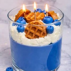 Blueberry Waffles 3-Wick Candle 22oz Coconut Wax Decorative Freshener for Home Decoration Ornaments Scented Cozy Aroma 80-Hour Burn Time All-Natural Non-Toxic Perfume