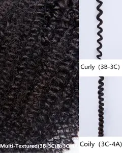 HerGivenHair Coily & Curly Multi-textured 3 in 1 Half Wig Versatile Cap Drawstring Ponytail Half Wig For Natural Hair Black Girls