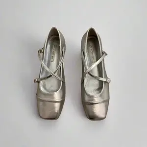 Danielle Ballet Flats Silver Women's Classic Footwear for Walking and Running Girl Shoe