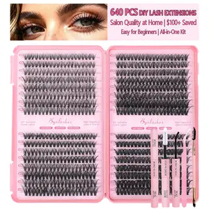 DIY Lash Cluster Extensions, 640 Pcs 9-16mm Individual Lashes, Easy-to-Apply for Beginners, Natural Wispy Salon-Quality Reusable Daily Wear False Eyelashes