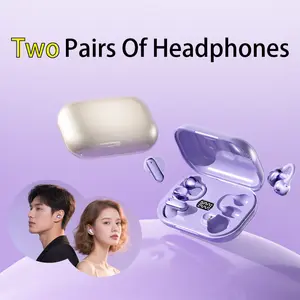 2 Pairs in 1 Case Bluetooth Earbuds, Open Ear + Invisible In-Ear, 76H Long Battery,Low Latency Gaming & AI Noise Cancelling