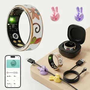 Women'S Smart Ring: Fitness And Sleep Tracker, Step Counting Distance Monitoring Calorie Tracking Various Exercise Modes, Charging Cradle And Magnetic Charging. Stylish Engraved Design Compatible with Both IOS And Android. Perfect Gift for a Loved O