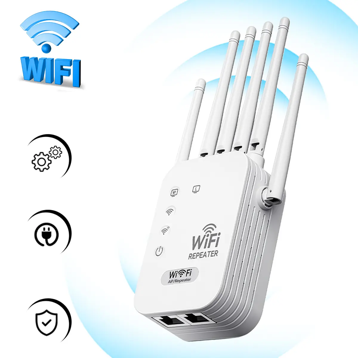 Home WiFi Extender Signal Booster, Wifi Range Extender, 1200Mbps dual band coverage up to 12000 square feet high-speed WiFi extender with Ethernet port 5GHz/2.4GHz WiFi signal amplifier compatible with 100 routers