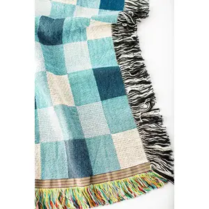 Tilda — Bayberry Colorway - Woven Blanket with Fringe, USA Made