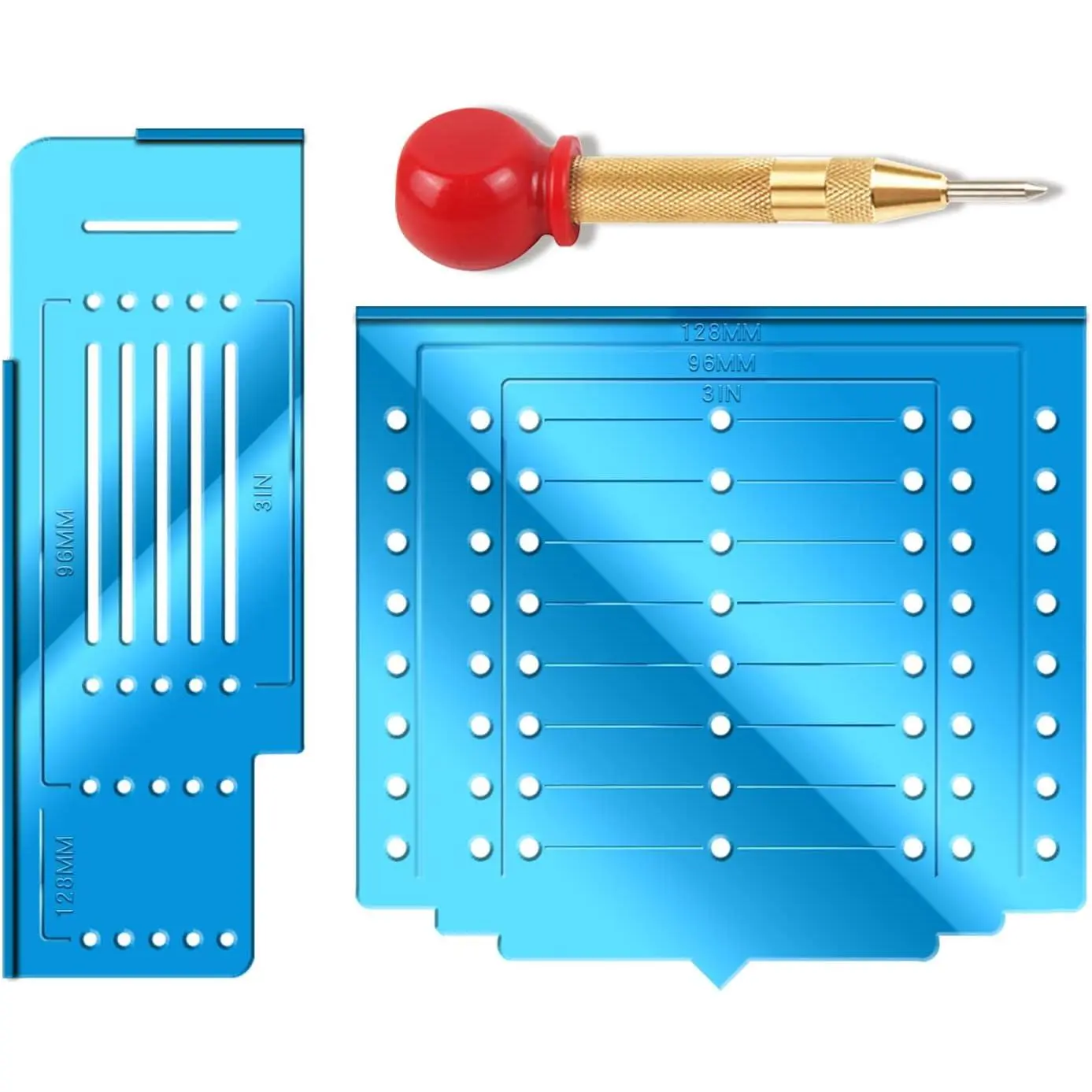 Cabinet Hardware Template with Center Punch, Cabinet Handle Template Tool - Use for Handles Knobs Pulls  Drawers/Doors, Hardware Installation  Match Kit.