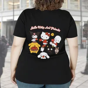 Women's Hello Kitty Sanrio Kawaii Double-Sided Print Short-Sleeve T-Shirt, Womenswear Everyday Casual Graphic Top
