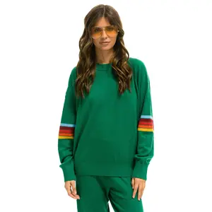 RAINBOW STRIPE SLEEVE UNISEX CASHMERE LIGHT SWEATER - AMAZON