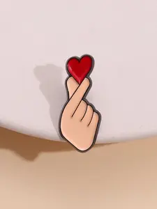 Cute Cartoon Finger Heart Design Brooch, Simple Casual Clothes Accessories for Women & Men, Perfect Brooches for Daily Use & Party