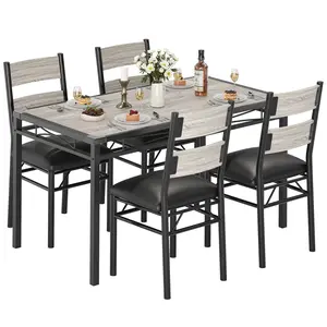 New Upgraded 1 Mdf, Iron Built-In Tabletop Dining Table And Chairs