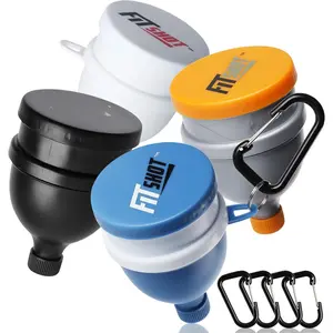 Funnel- Supplement Funnel with  4pack, Water Bottle Funnels, , 2 in 1,Portable 120ml with Pillbox,Pre Workout  Container to go