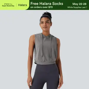 Halara Hooded Drawstring Sleeveless Cropped Running Tank Top #SwimWeek
