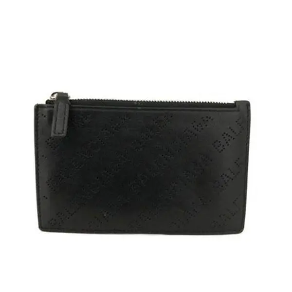 Pre-owned Other Other Balenciaga Logo Leather Coin Purse Wallet Black 11463385595/557181
