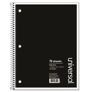 Wirebound Notebook, 8 X 10-1/2, Wide Ruled, 70 Sheets, Assorted Color Cover -- Universal, Hardcover