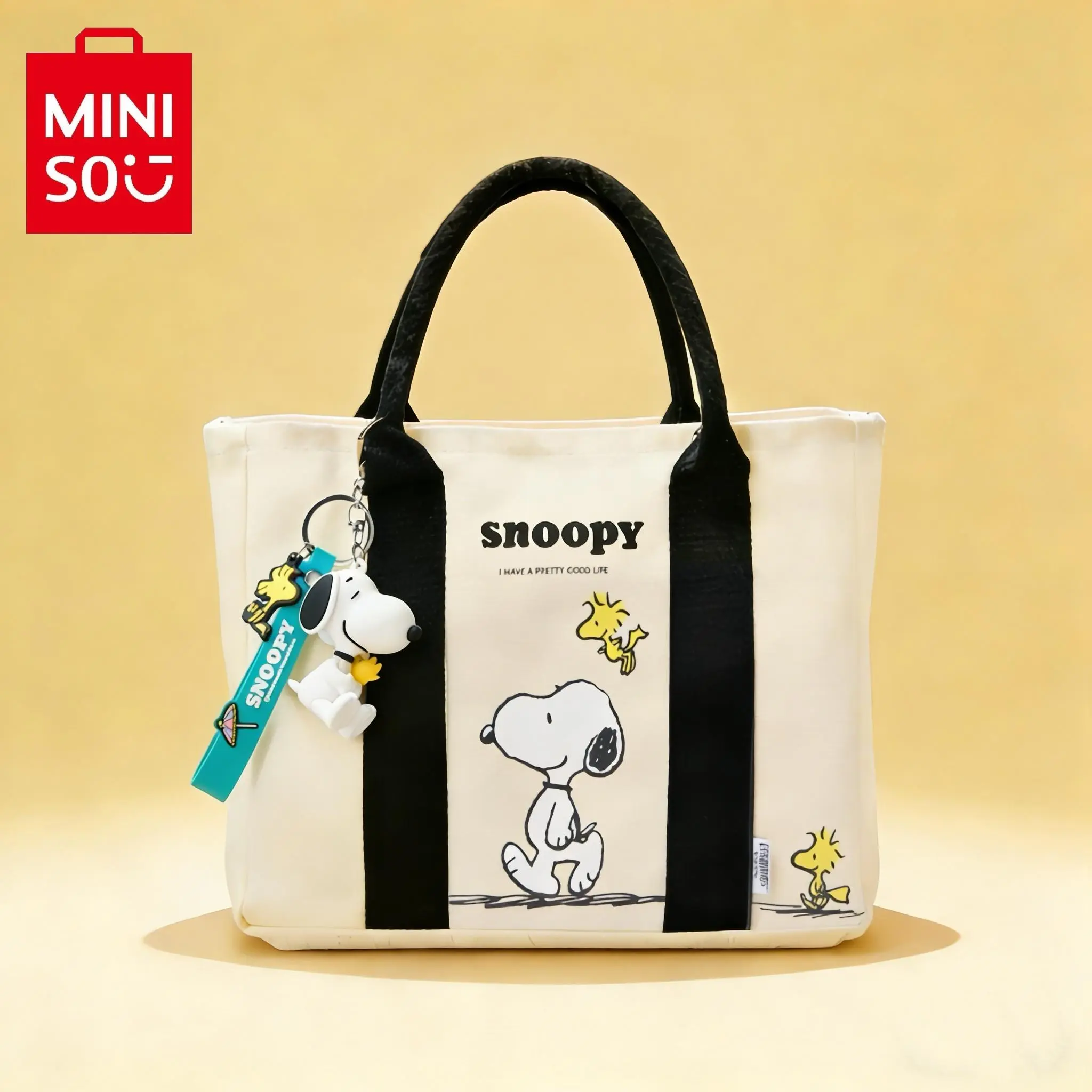 MINISO x Peanuts Snoopy Cute Mini Tote Bag | Lightweight Small Handbag for Women, Teens, Shopping, Travel & Everyday Use