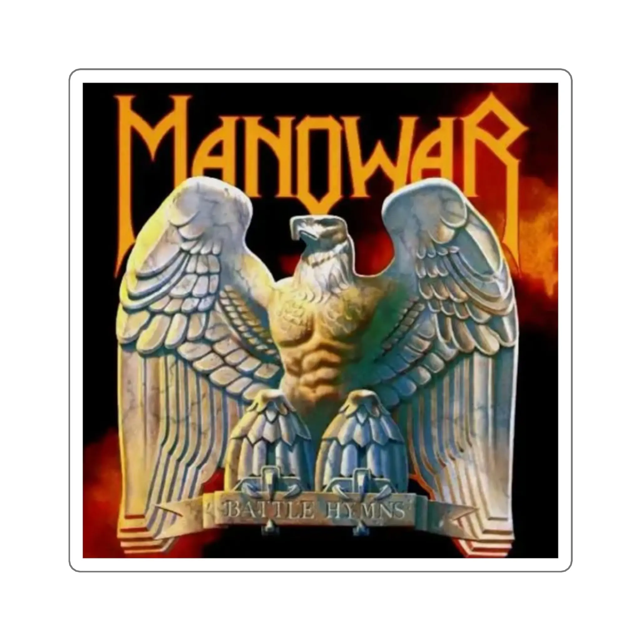 Manowar “Battle Hymns” Album Sticker | Vintage Heavy Metal Decal for Laptop & Journal