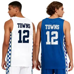 Karl-Anthony Towns Men's Basketball Jersey Number #12 Sewing Embroidery University Sportswear Large Size S-XXL Blue White Daily Training Sleeveless Top Trendy Style