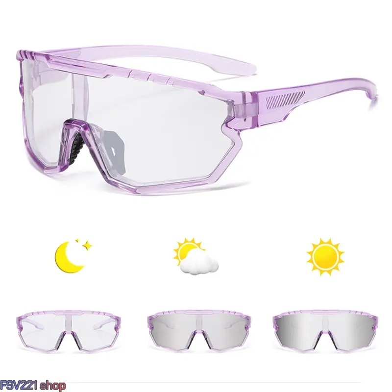 Photochromic Cycling Sunglasses for Men - UV400 Protection Auto-Tint Sports Goggles, Anti-Glare Windproof UV-Resistant Outdoor Eyewear for Cycling, Baseball, Professional Athlete Use, Uv Men's Sunglasses, Auto-Tint Men's Sunglasses campingessentials