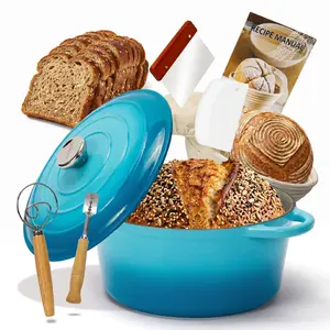 Enameled Cast Iron Dutch Oven, 5L/26cm, Non-Stick Ovenproof Red Casserole Pot with Lid – Ideal for Braising, Stewing, Roasting & Bread Baking Bakeware Traditional Silicone