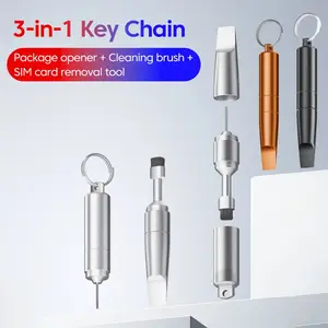 Screwdriver cleaning brush - a 3-in-1 accessory for mobile phones, including keychain, SIM card slot, battery compartment, earphone receiver, handset charging port, etc. The cleaning brush can be switched at any time and is small and portable.