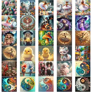 4-10pcs Diamond Painting Kits Cartoon Character Patterns, Full Drill Art Set for Wall Decor Beginners Adults Gifts Halloween Christmas Handcraft