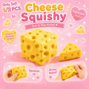 1 PC Cheese Squishy Stress Relief Toy, Soft Slow Rising Squeeze Fidget, Silent Sensory Desk Decor for Teens Adults Home Office Study