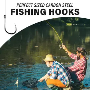 100pcs Premium Carbon Steel Fishing Hooks Fishing Gear Size 3-12 with Barbed Design, Sharp Durable Single Hook for Better Fishing Results