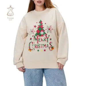 Women Cute Sweatshirts Christmas Tree Letter Print Long Sleeve Pullovers Casual Fall Workout Tops Autumn Streetwear Loose Womenswear